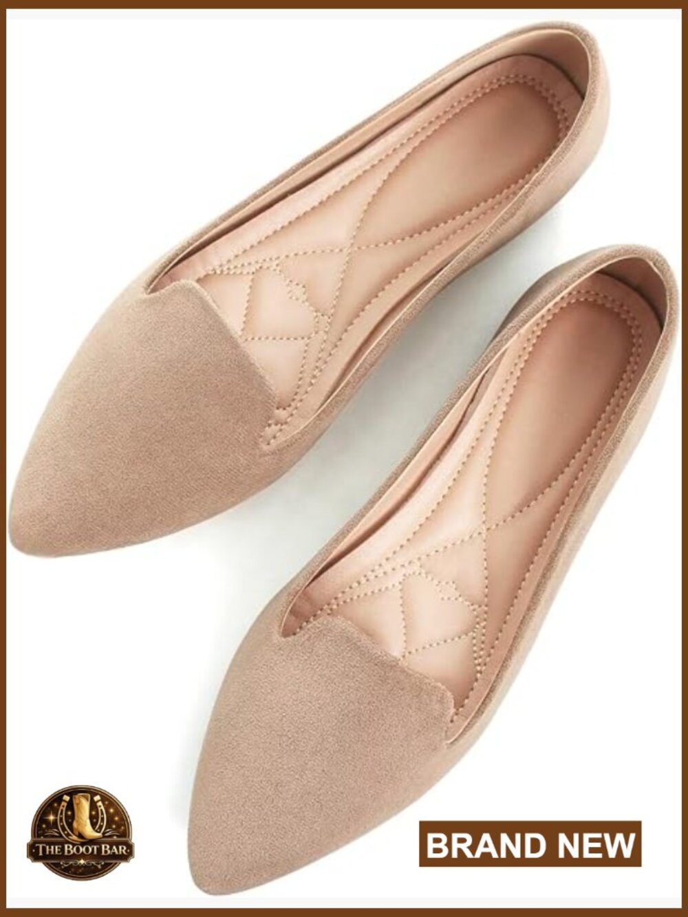 Faux Suede Pointed Toe Ballet Flats Comfortable Slip-Ons Memory Foam Dressy